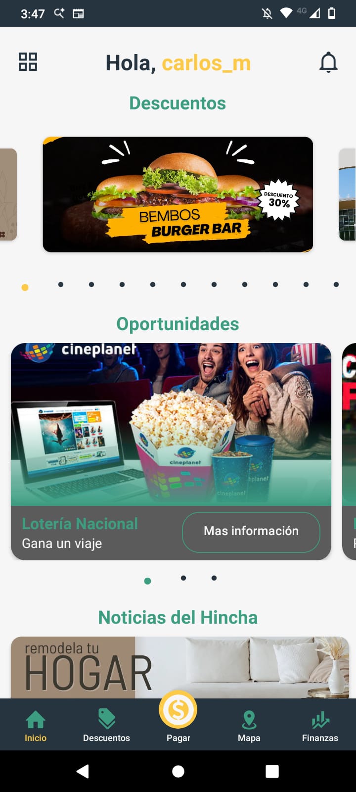 Mockup de aplicación en smartphone